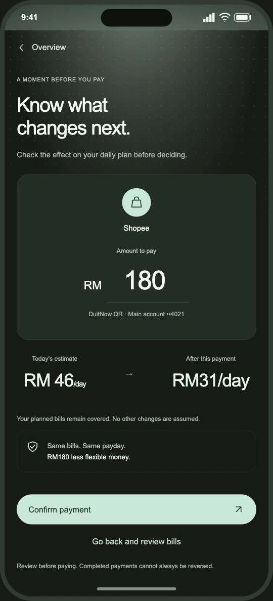 Runway pay screen