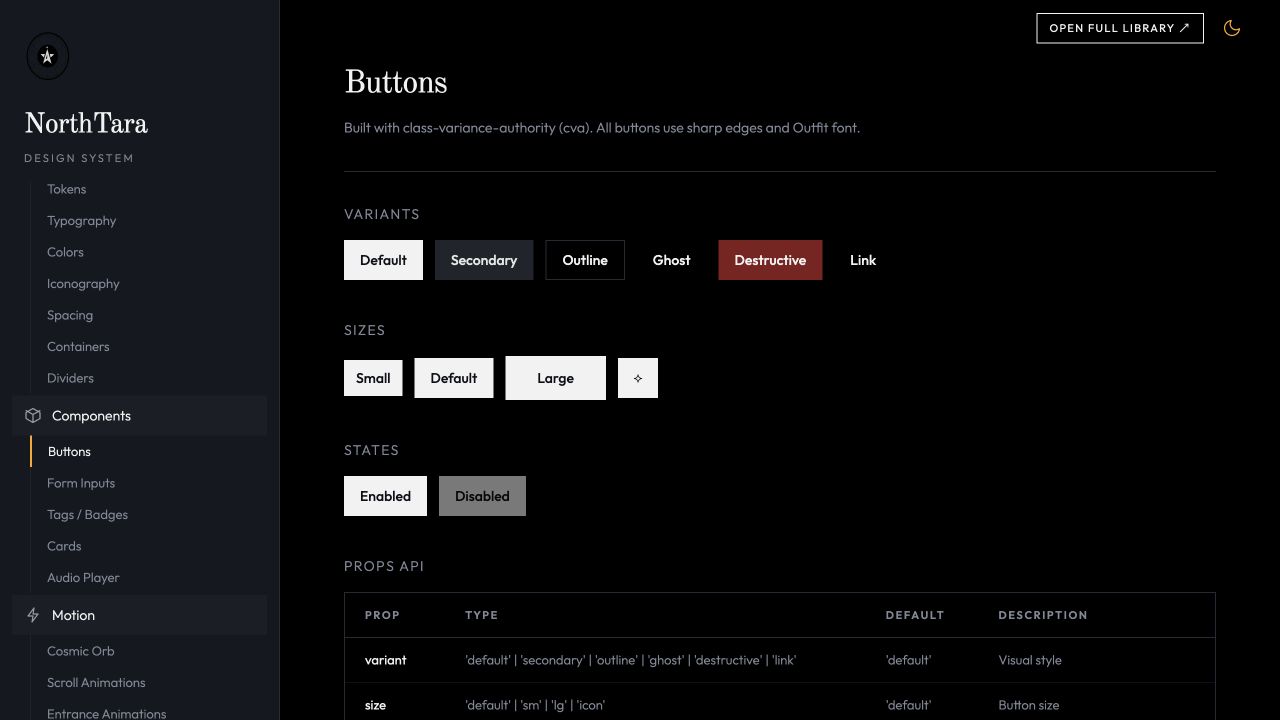 Documented source component API.
